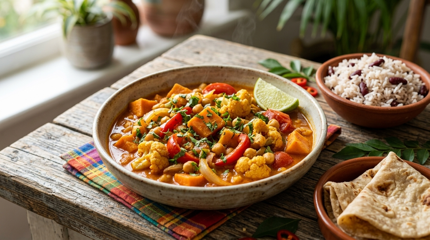 Caribbean Vegetable Curry with GG's Authentic Marinade Original Mild
